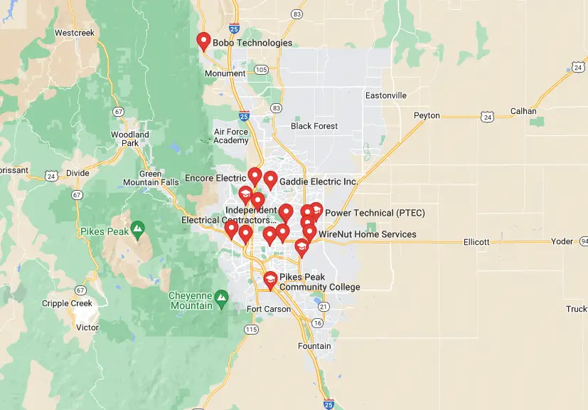 Escuelas y cursos de capacitación de electricista en Colorado Springs CO
